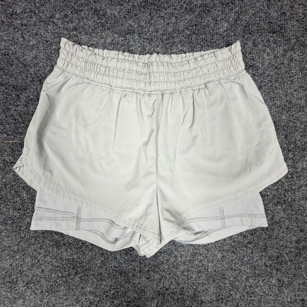 Gilly Hicks Womens XS Grey 2-in-1 Active Shorts Smocked Waist Built-in Liner